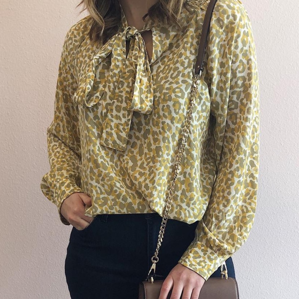 Current Air Leopard Print Blouse Size M